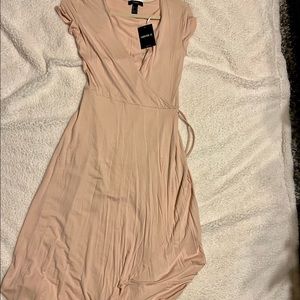 Wrap peach dress short sleeve